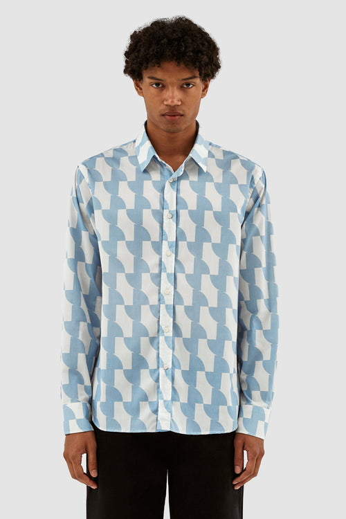 Chemise imprimée Stockton - Bleu clair/blanc