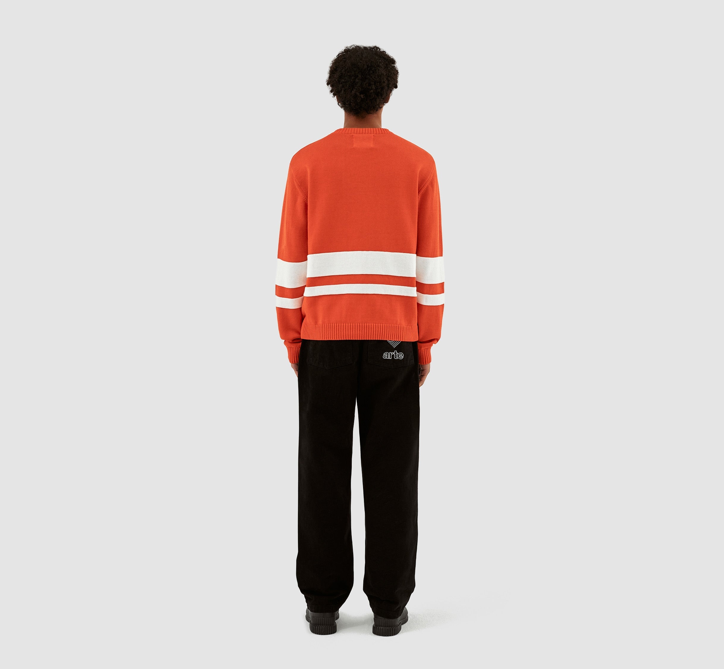 Pull en tricot rayé - Rouge/Blanc