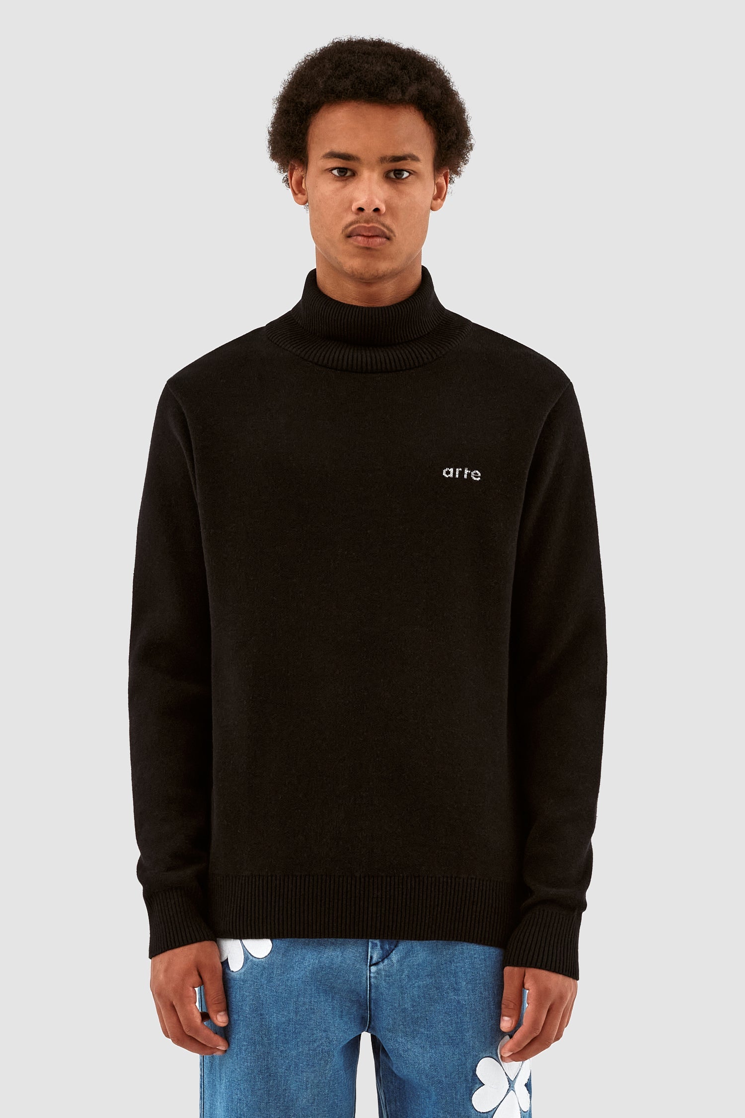 Pull à col roulé en tricot Kole - Noir
