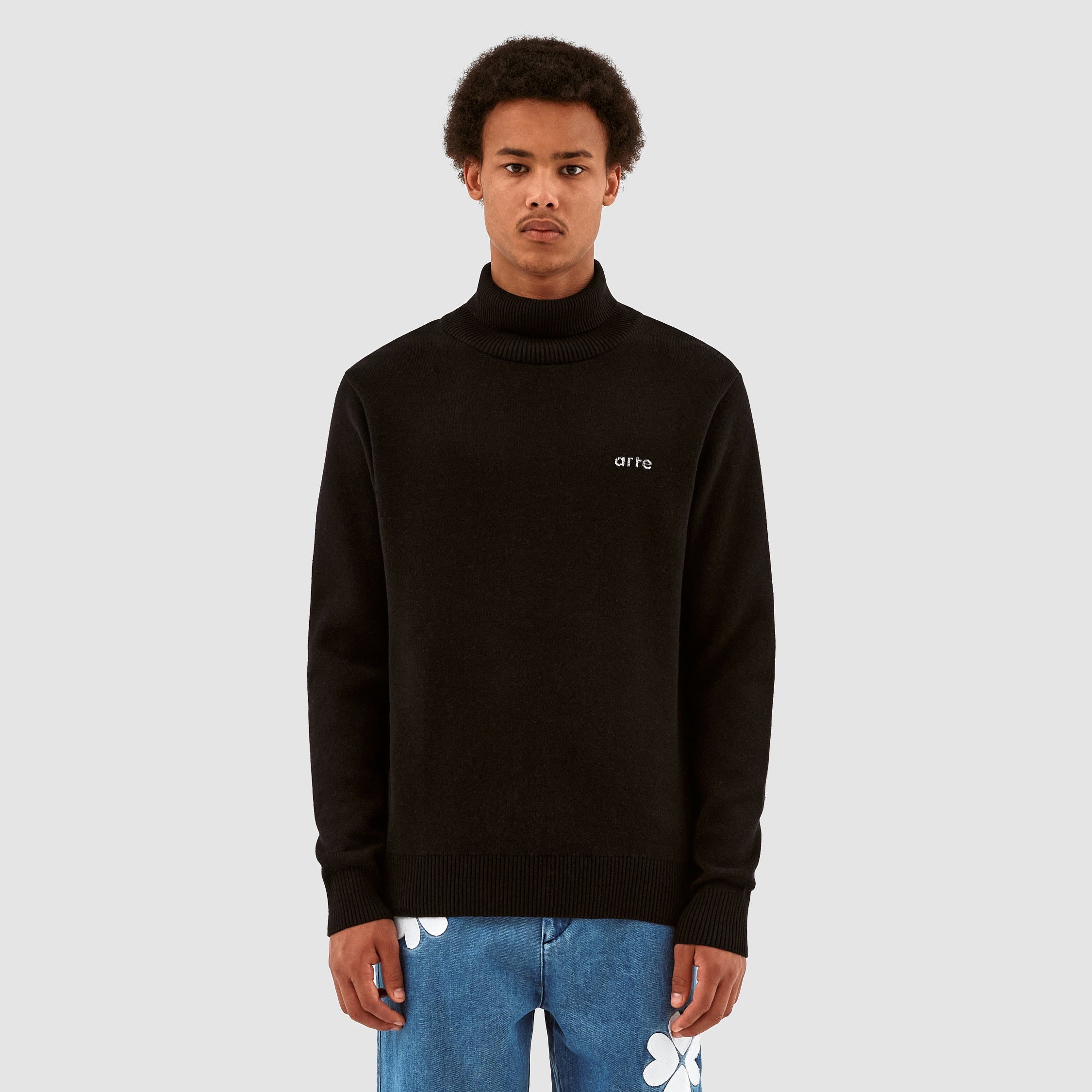 Pull à col roulé en tricot Kole - Noir