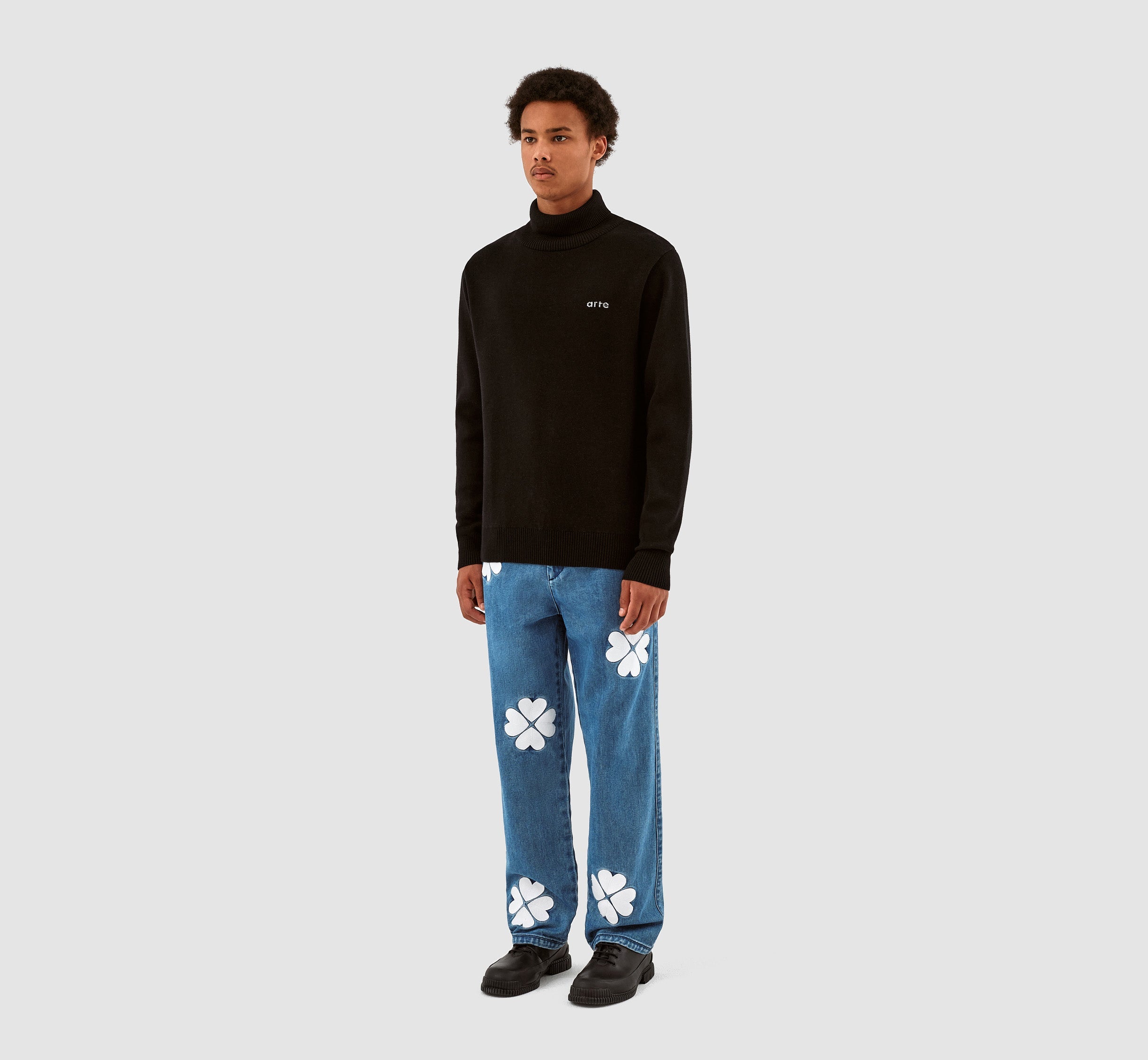 Pull à col roulé en tricot Kole - Noir