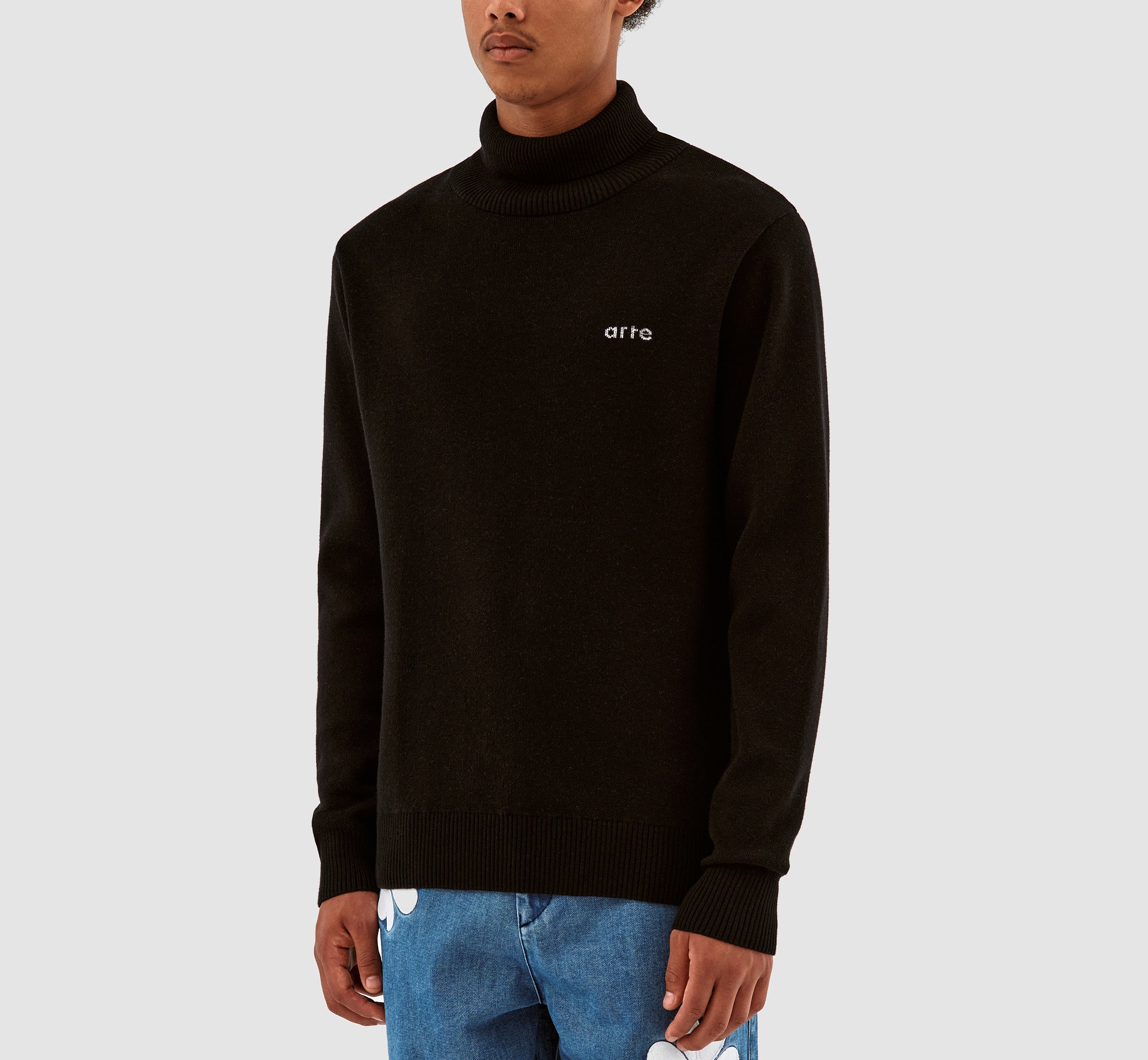 Pull à col roulé en tricot Kole - Noir