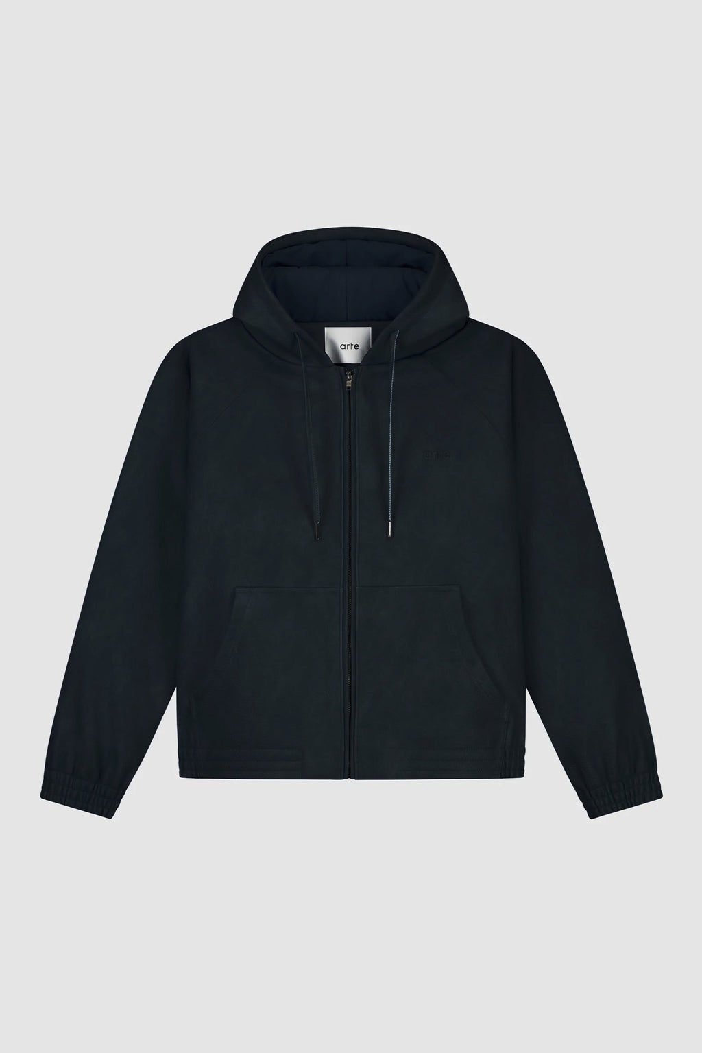 Veste à capuche en cuir - Marine