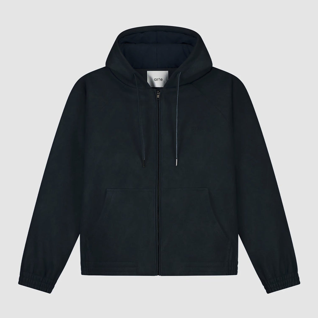 Veste à capuche en cuir - Marine