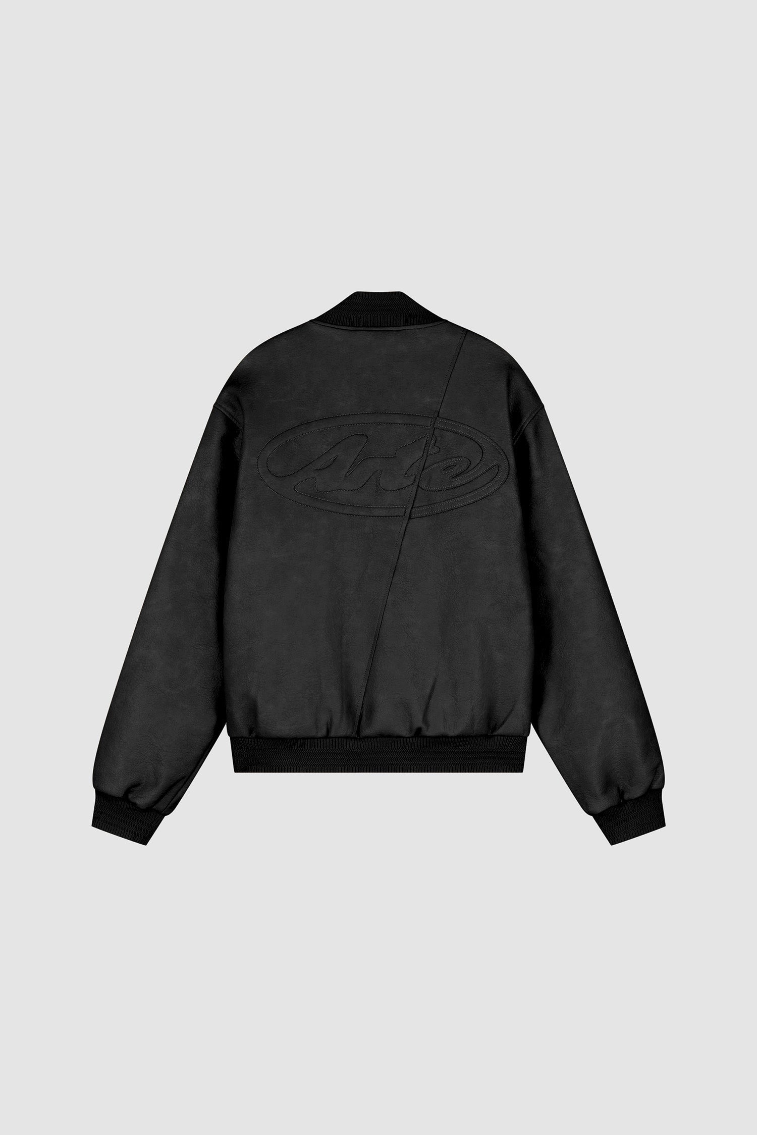 Veste universitaire en cuir - Noir