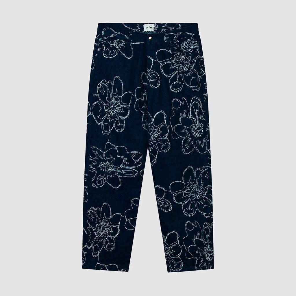 Pantalon à points de fleurs - Marine