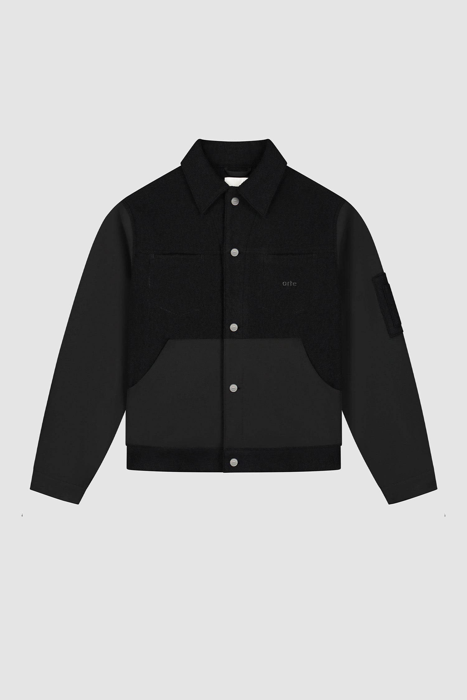 Veste combinée nylon/laine - Noir