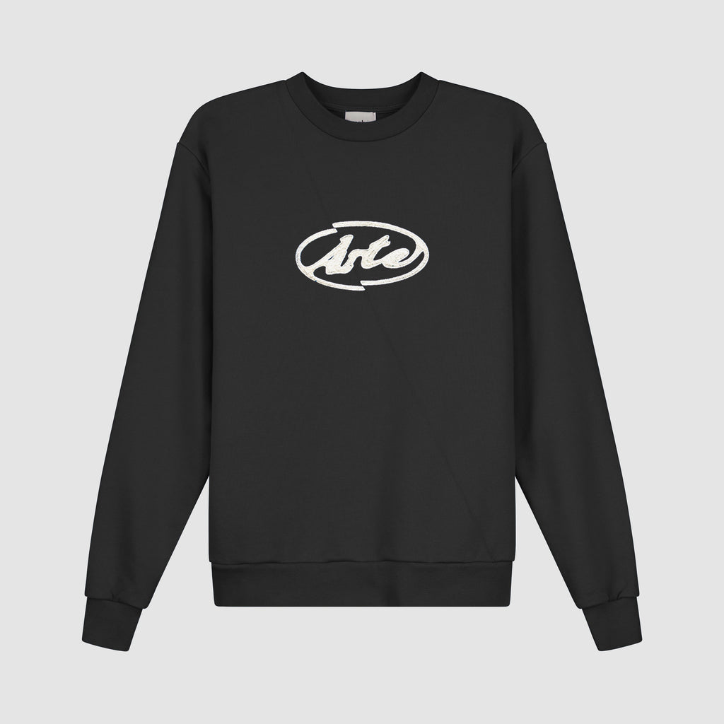 Pull brodé avec logo circulaire - Noir