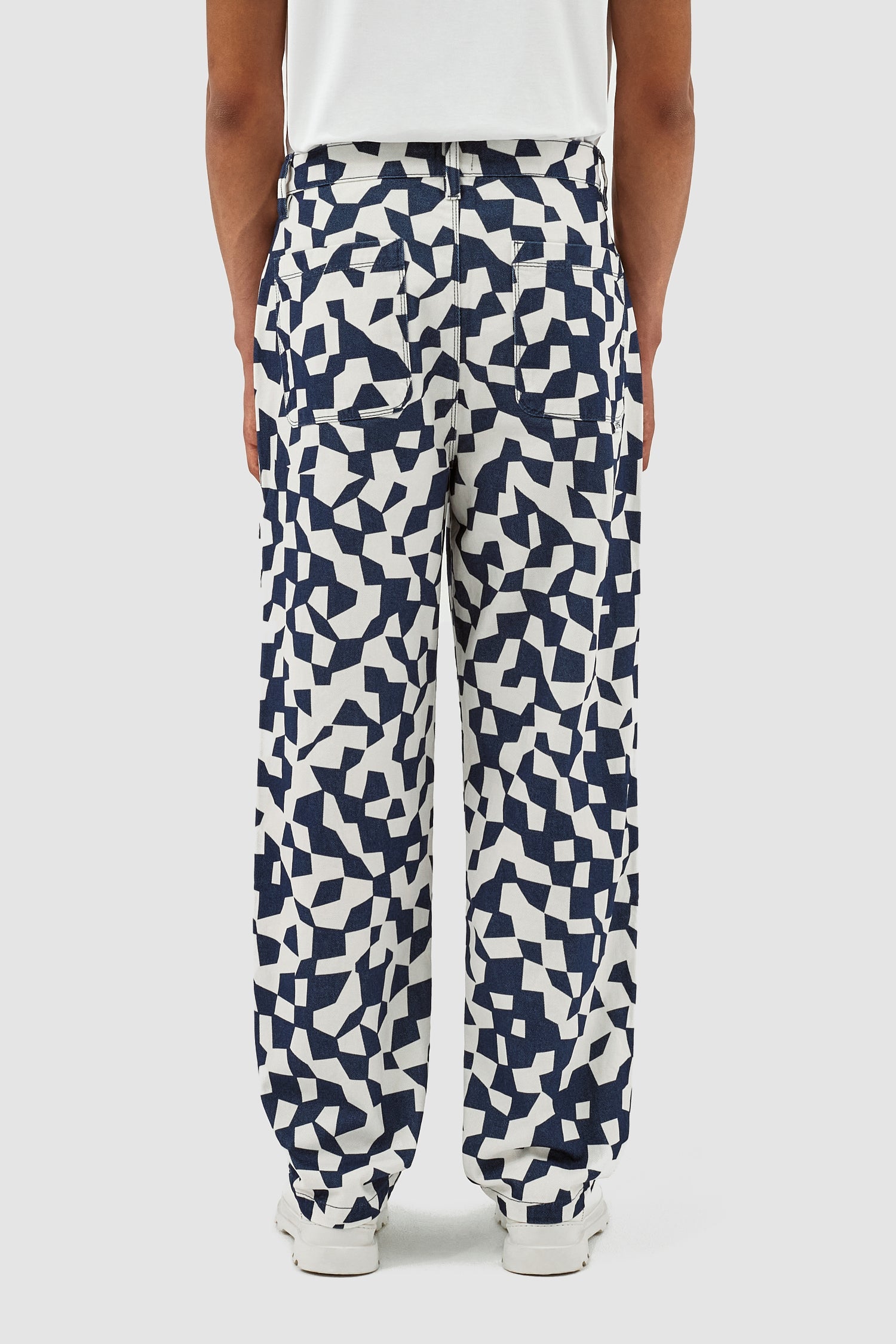 Pantalon Paul Abstract - Marine/Blanc
