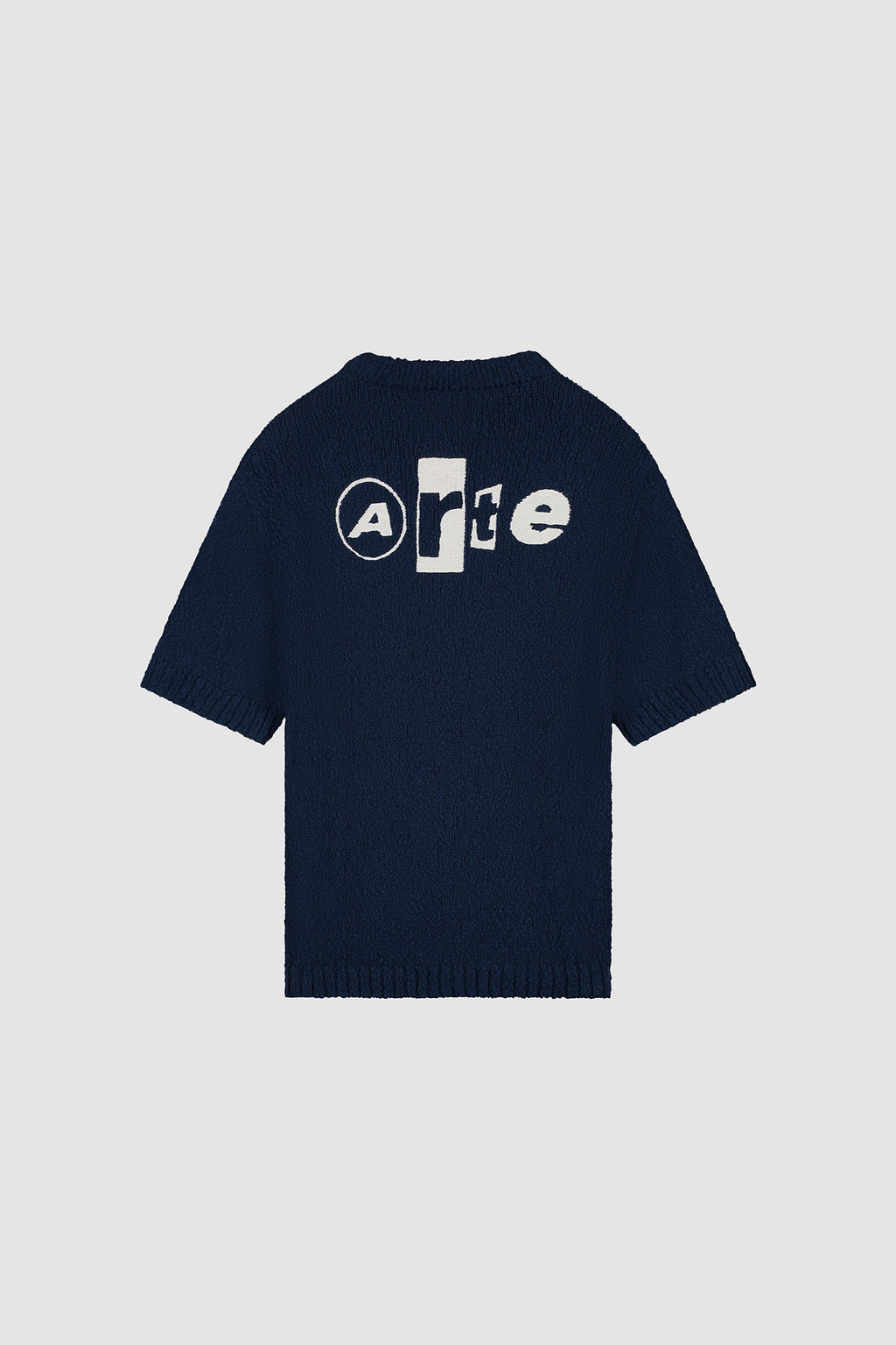 T-shirt en maille avec motif graphique au dos - Bleu marine