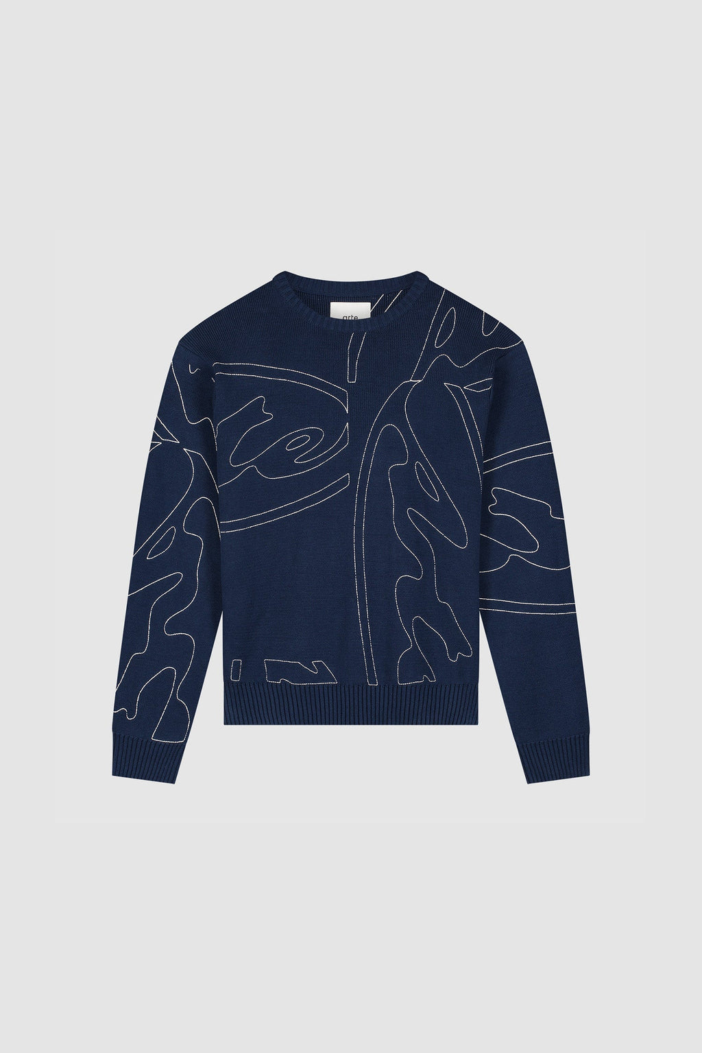 Pull en maille avec logo cercle sur toute la surface - Bleu marine