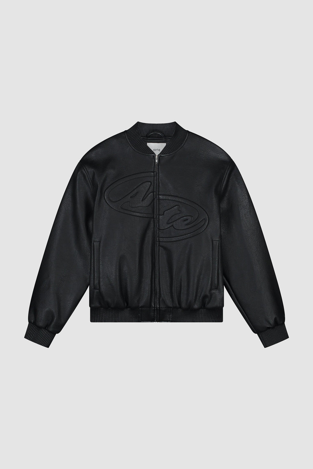 Veste en cuir avec demi-logo - Noir