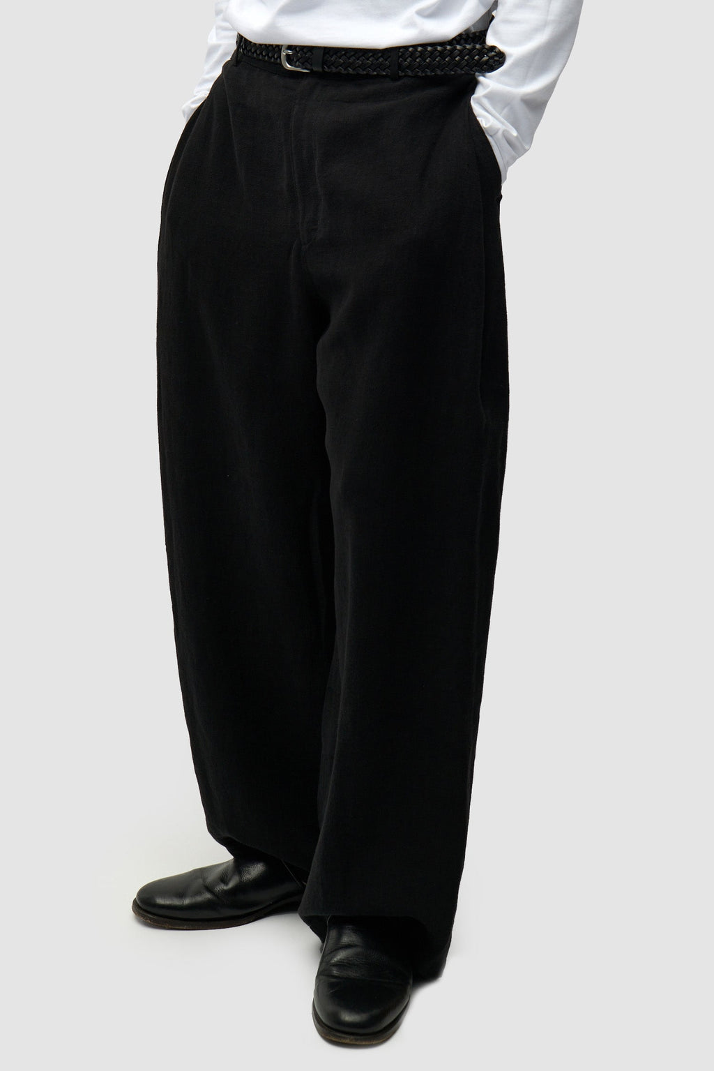 Ceinture en cuir tressé - Noir