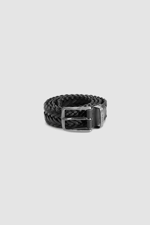 Ceinture en cuir tressé - Noir