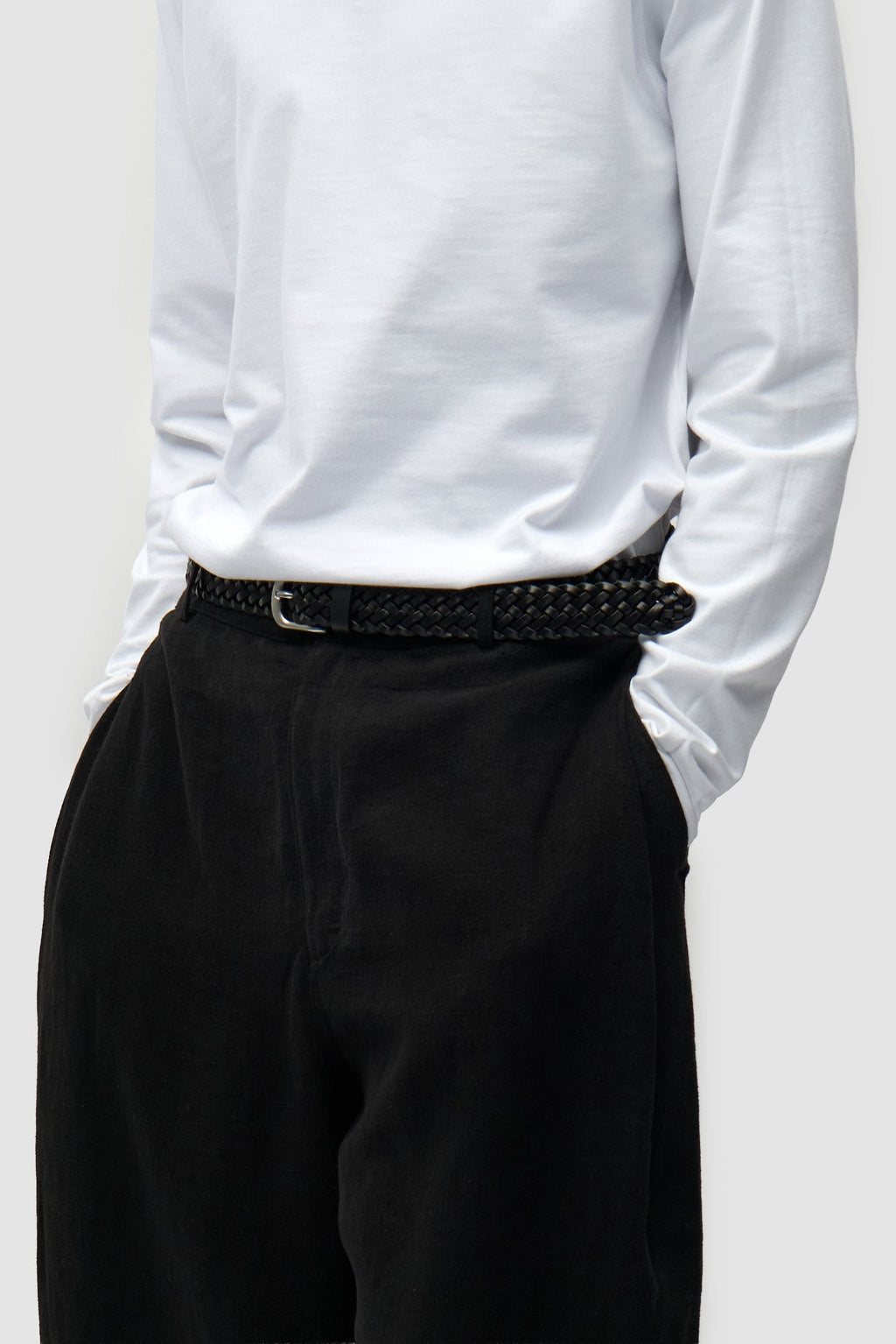 Ceinture en cuir tressé - Noir