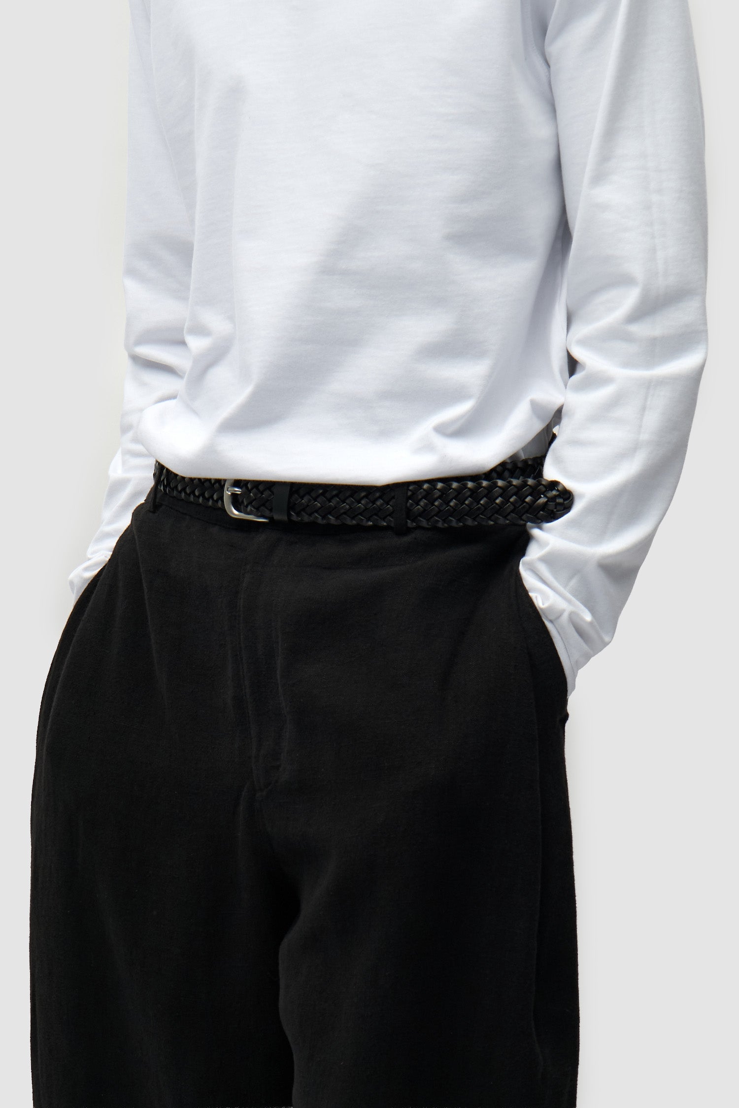 Ceinture en cuir tressé - Noir
