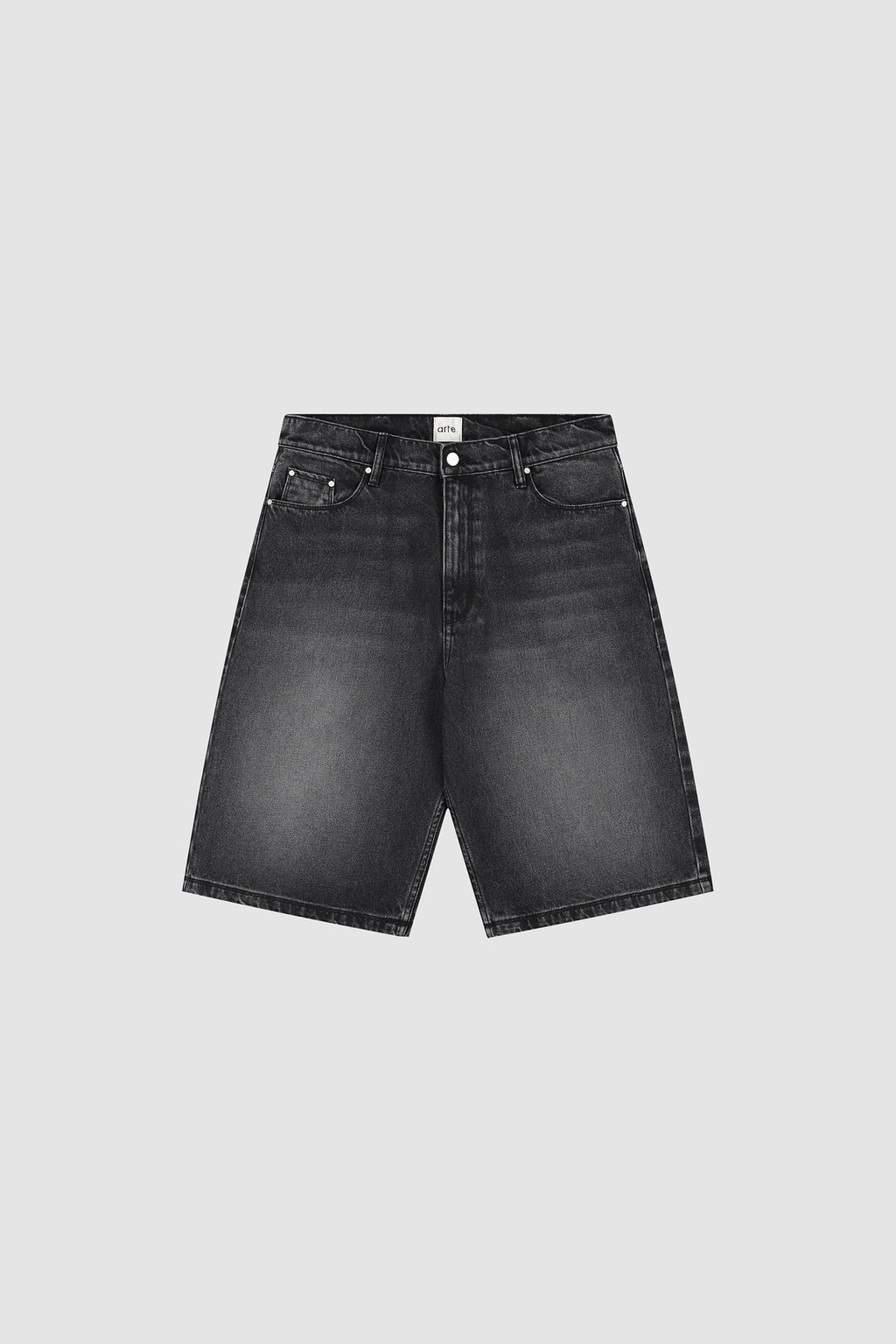 Short en denim à poches rondes - Noir délavé