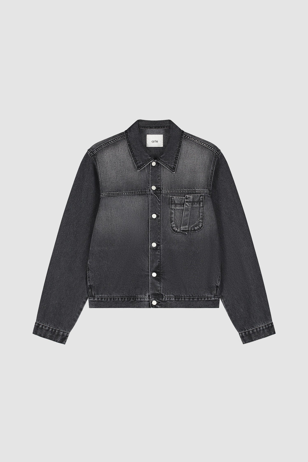 Veste en jean à poches plissées - Noir délavé