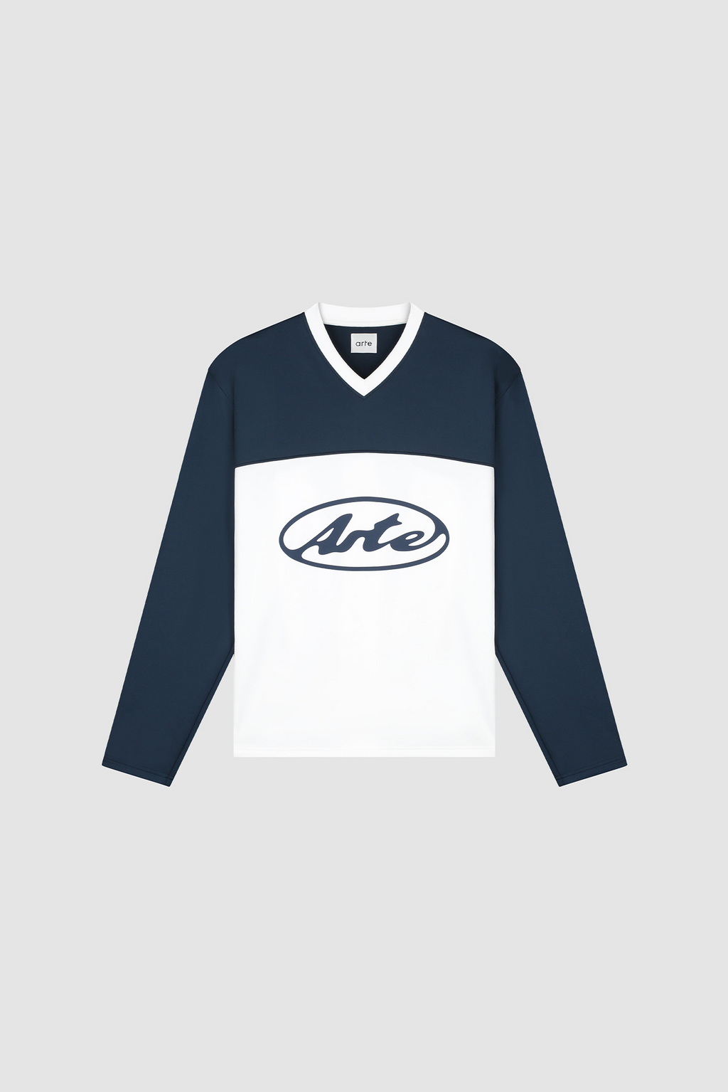 T-shirt à manches longues avec logo circulaire - Blanc/Bleu marine