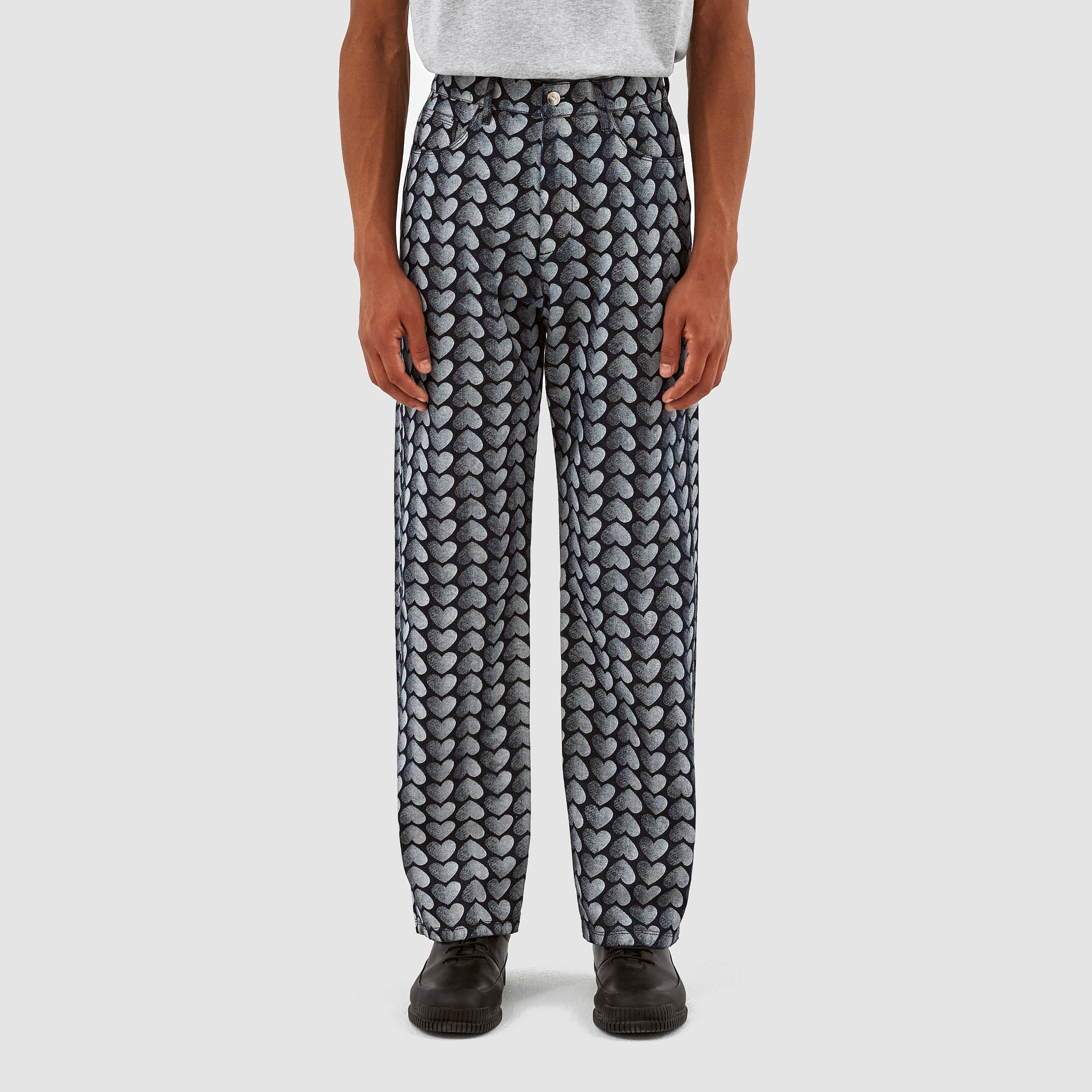 Pantalon Jean Allover Heart - Denim délavé