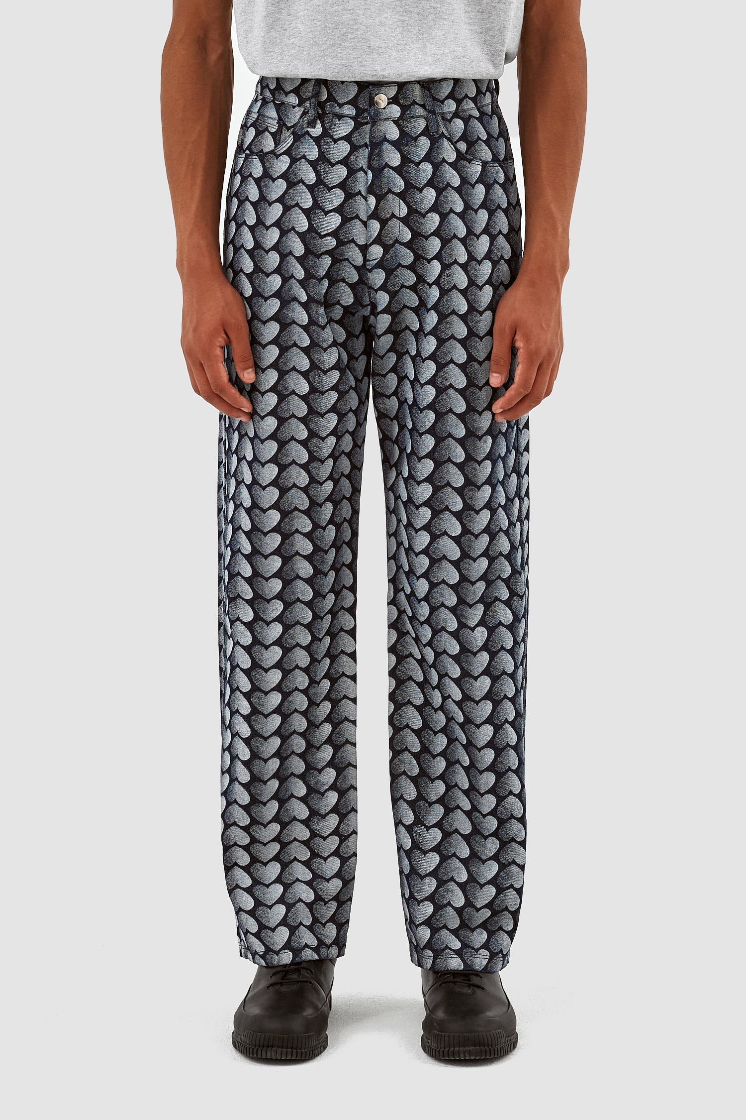 Pantalon Jean Allover Heart - Denim délavé