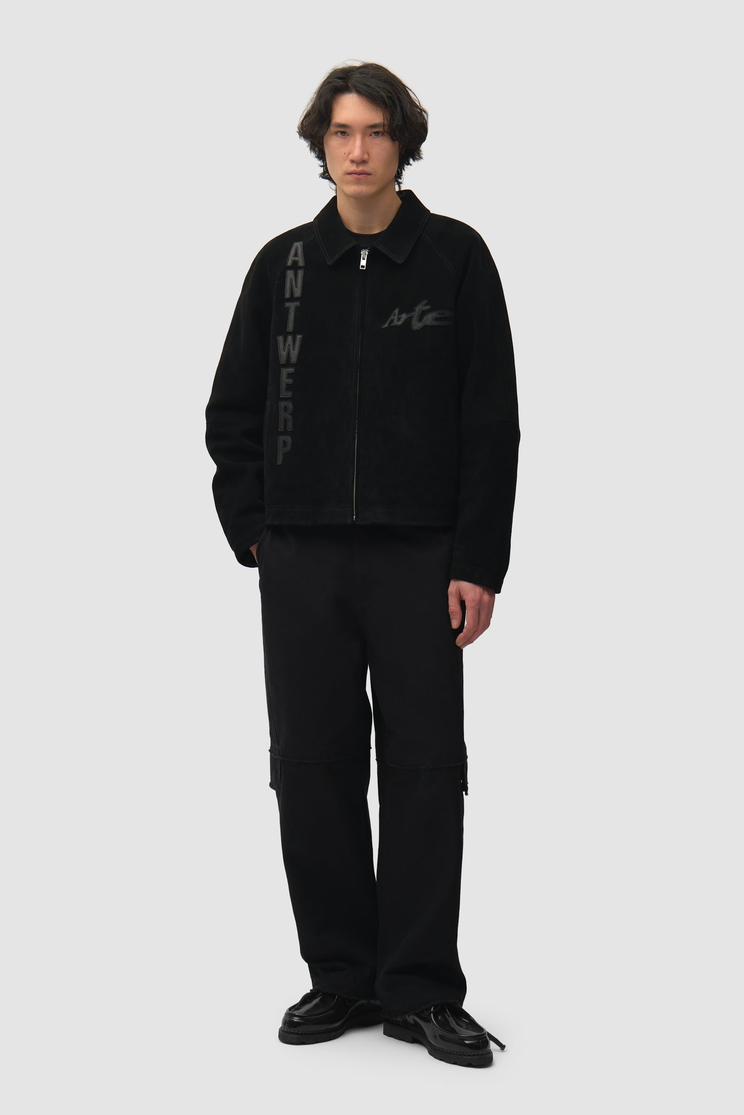 Veste à empiècements en cuir - Noir