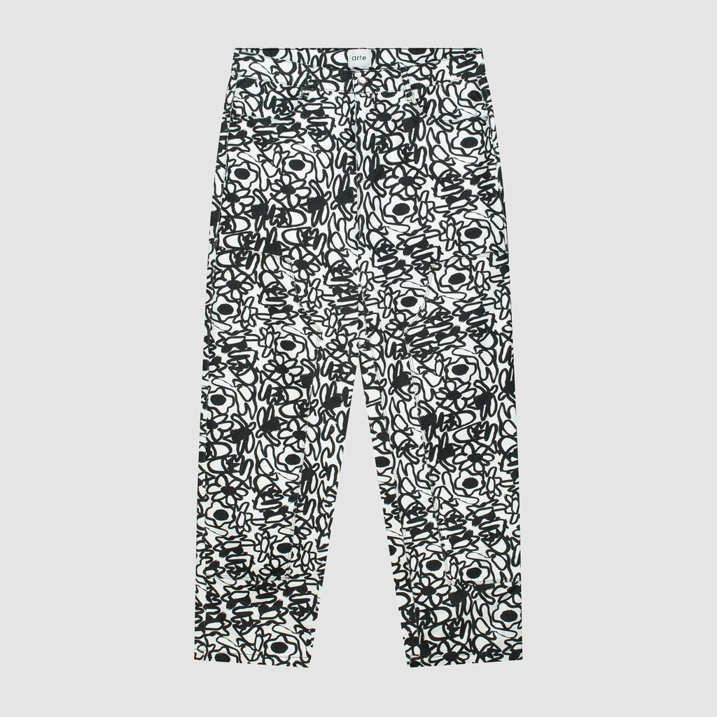 Pantalon Allover Flowers - Noir/Blanc