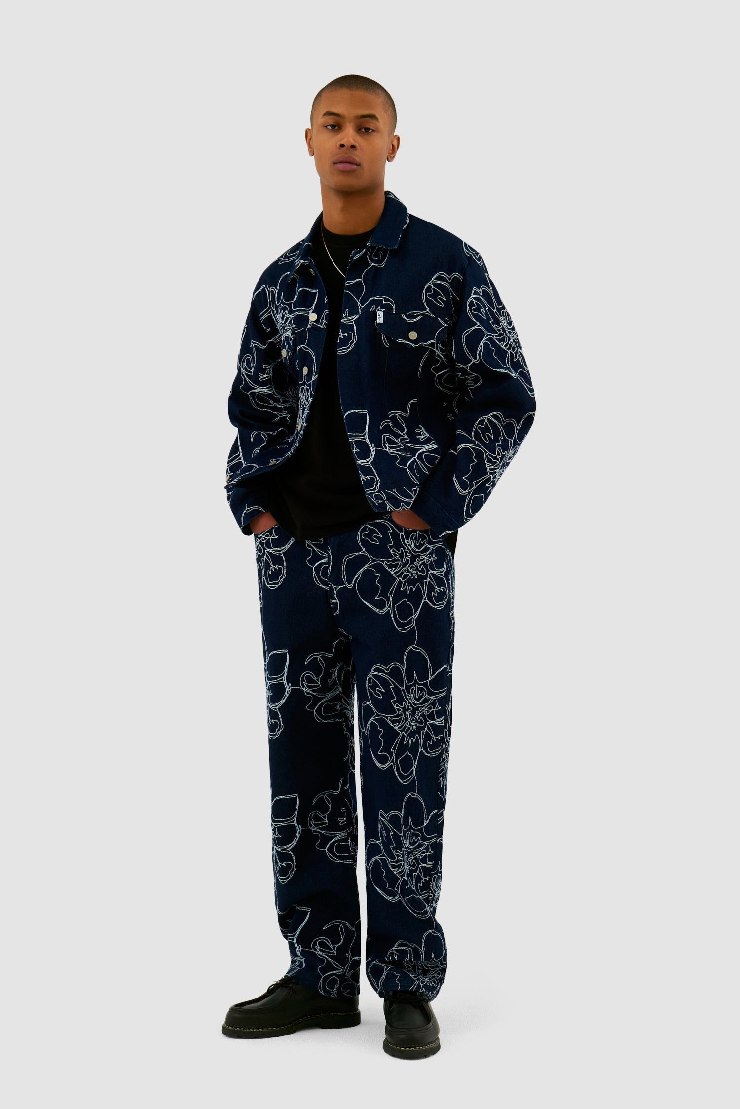 Pantalon à points de fleurs - Marine