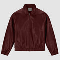 Veste en cuir basique - Bordeaux
