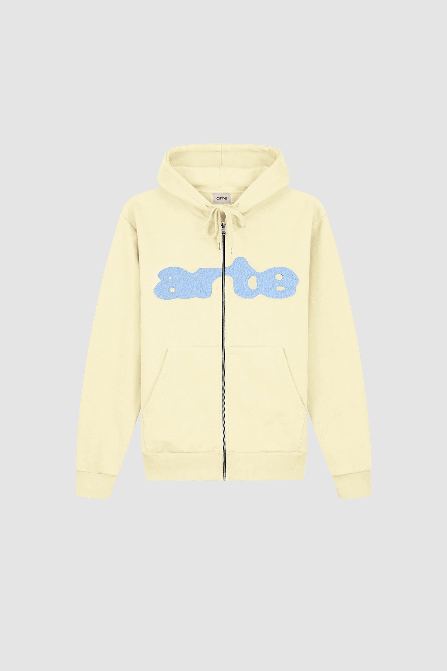 Sweat à capuche zippé brodé - Crème