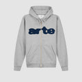 Sweat à capuche zippé brodé - Gris