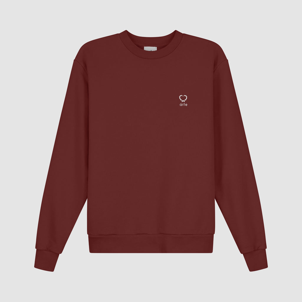 Carlos Small Heart Crewneck - Bordeaux