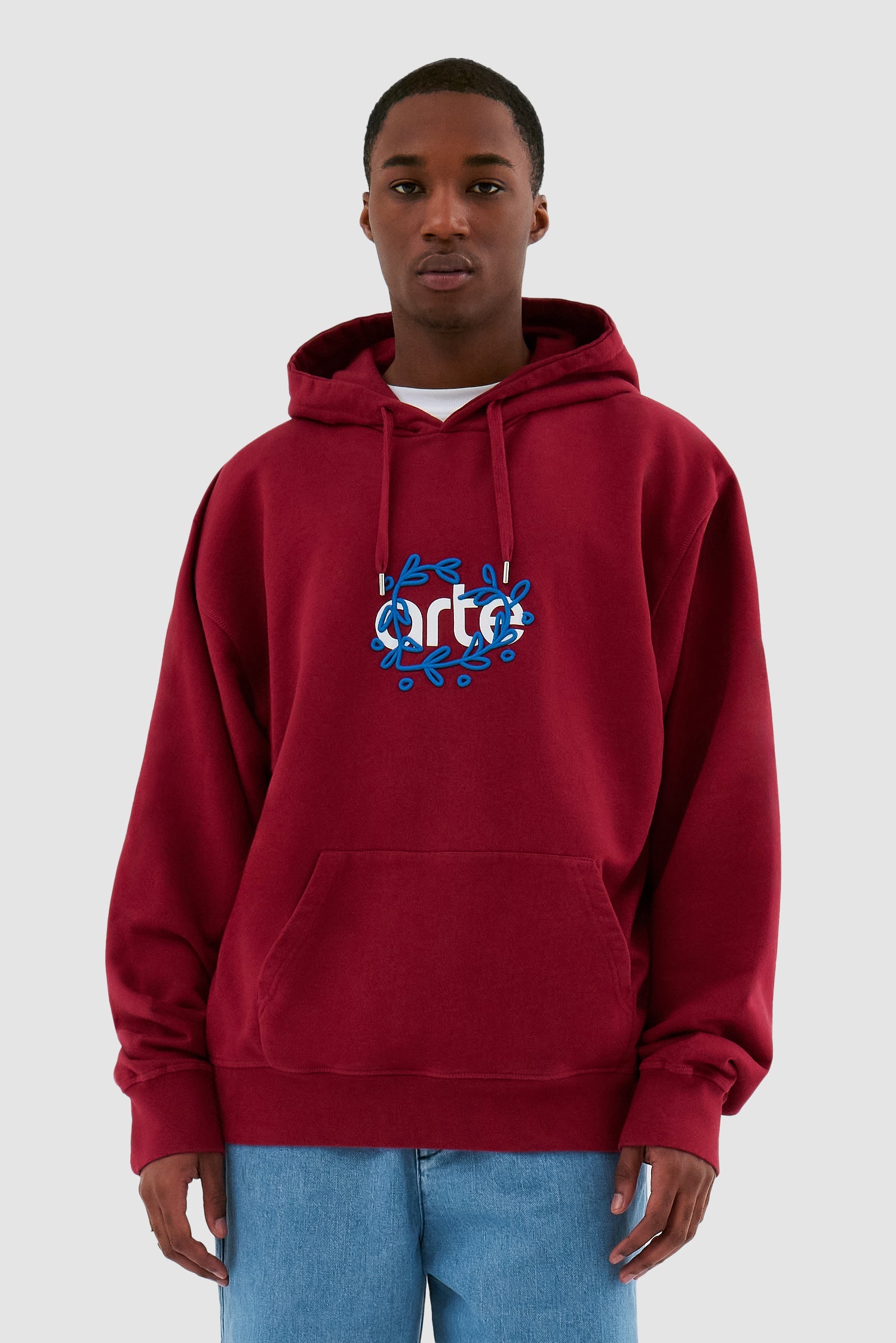 Hank Arte - Sweat à capuche sur le devant - Bordeaux