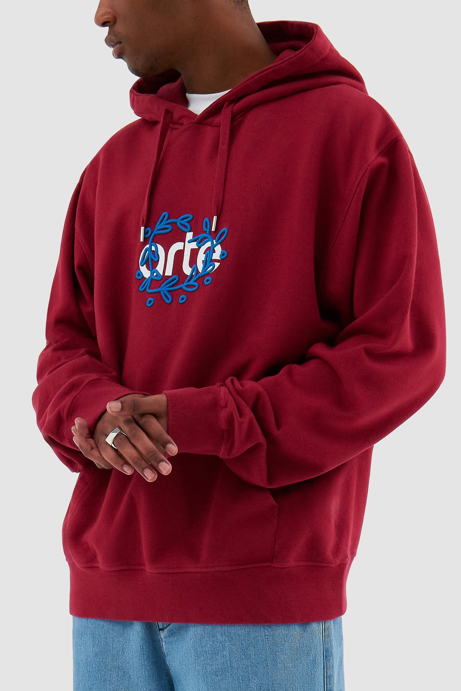 Hank Arte - Sweat à capuche sur le devant - Bordeaux