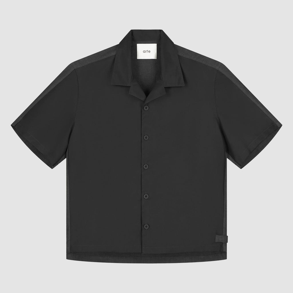 Chemise en lin et nylon - Noir