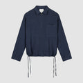 Pull à fermeture éclair quart de longueur en lin - Bleu marine