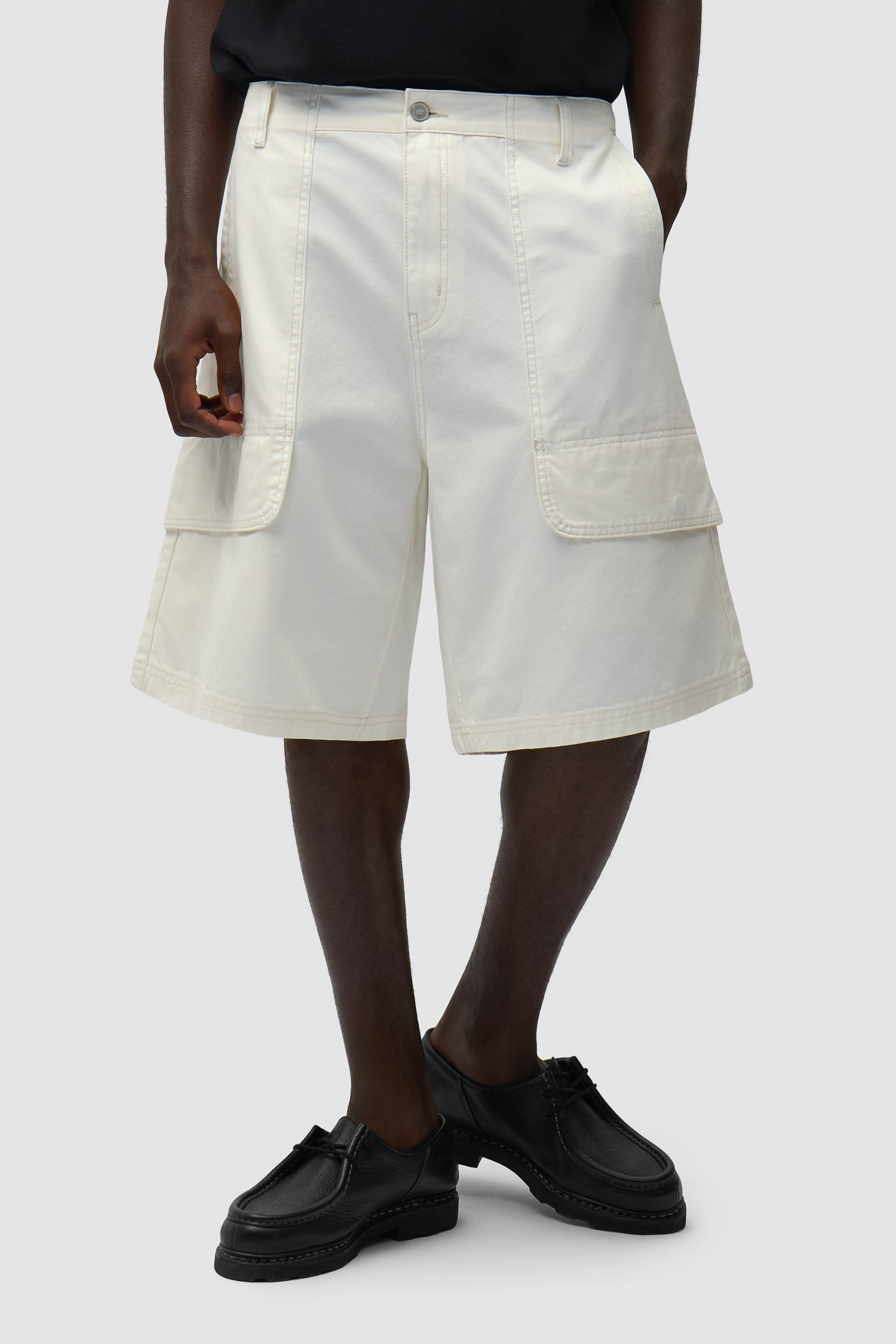 Short cargo en toile - Crème