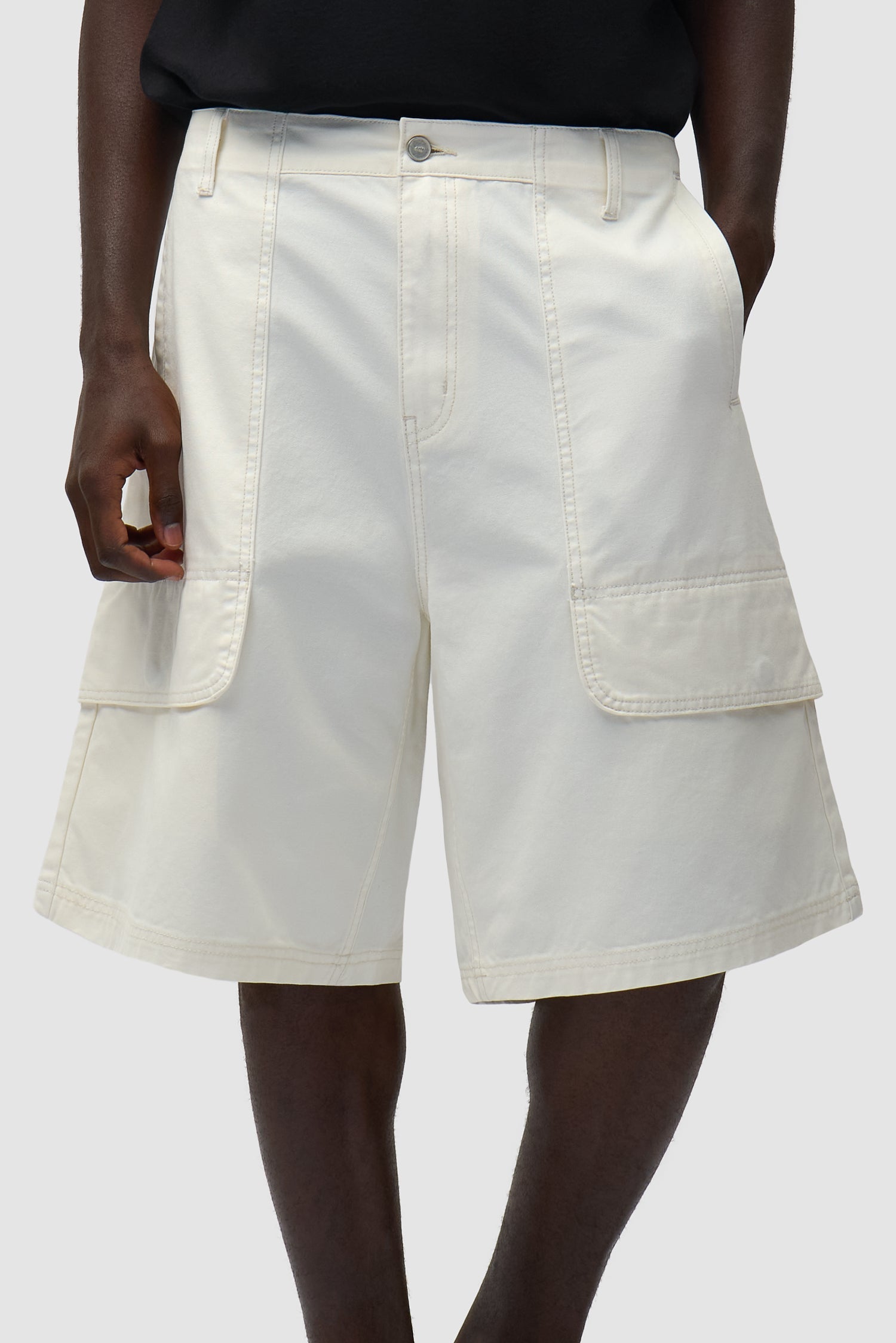 Short cargo en toile - Crème