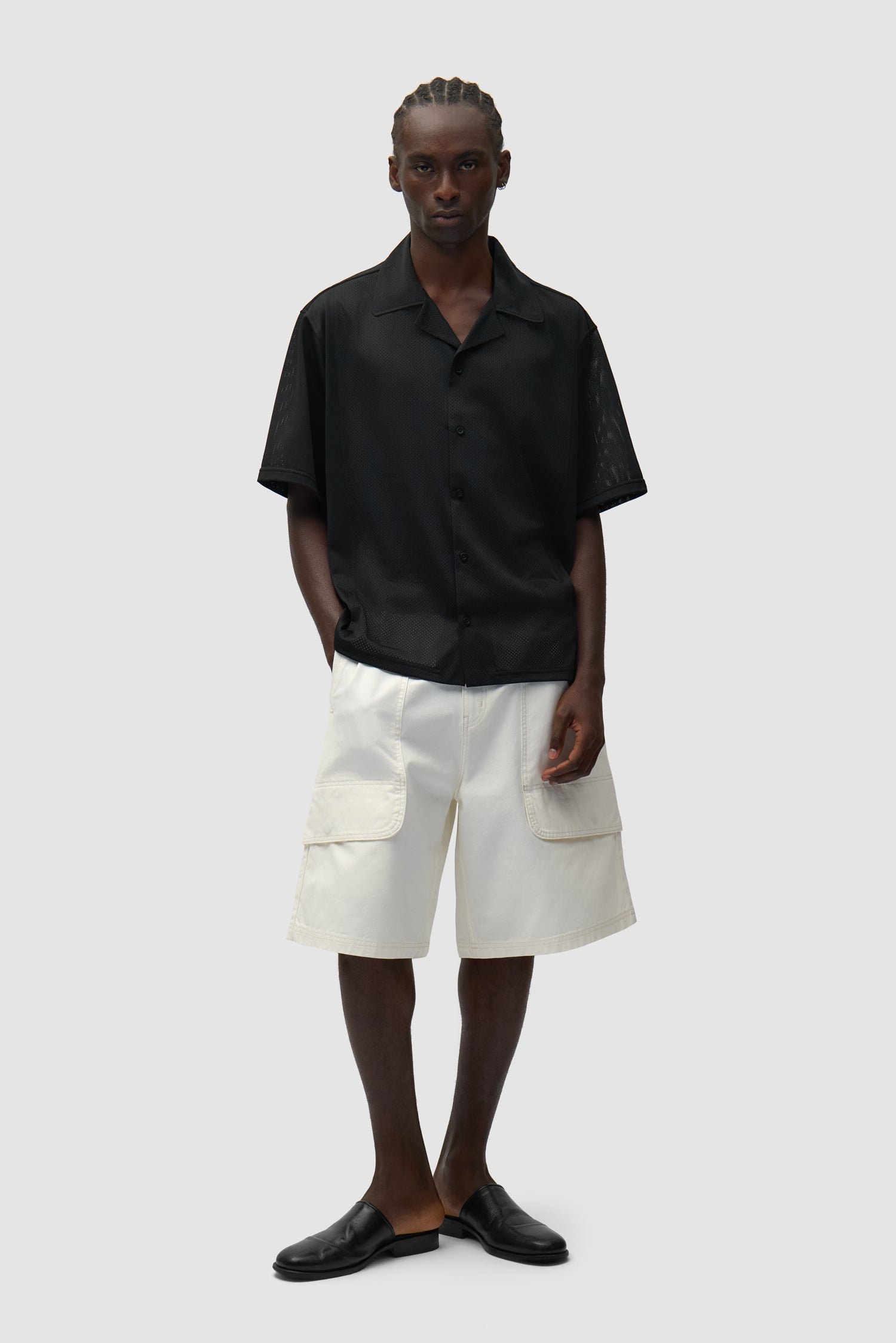 Short cargo en toile - Crème