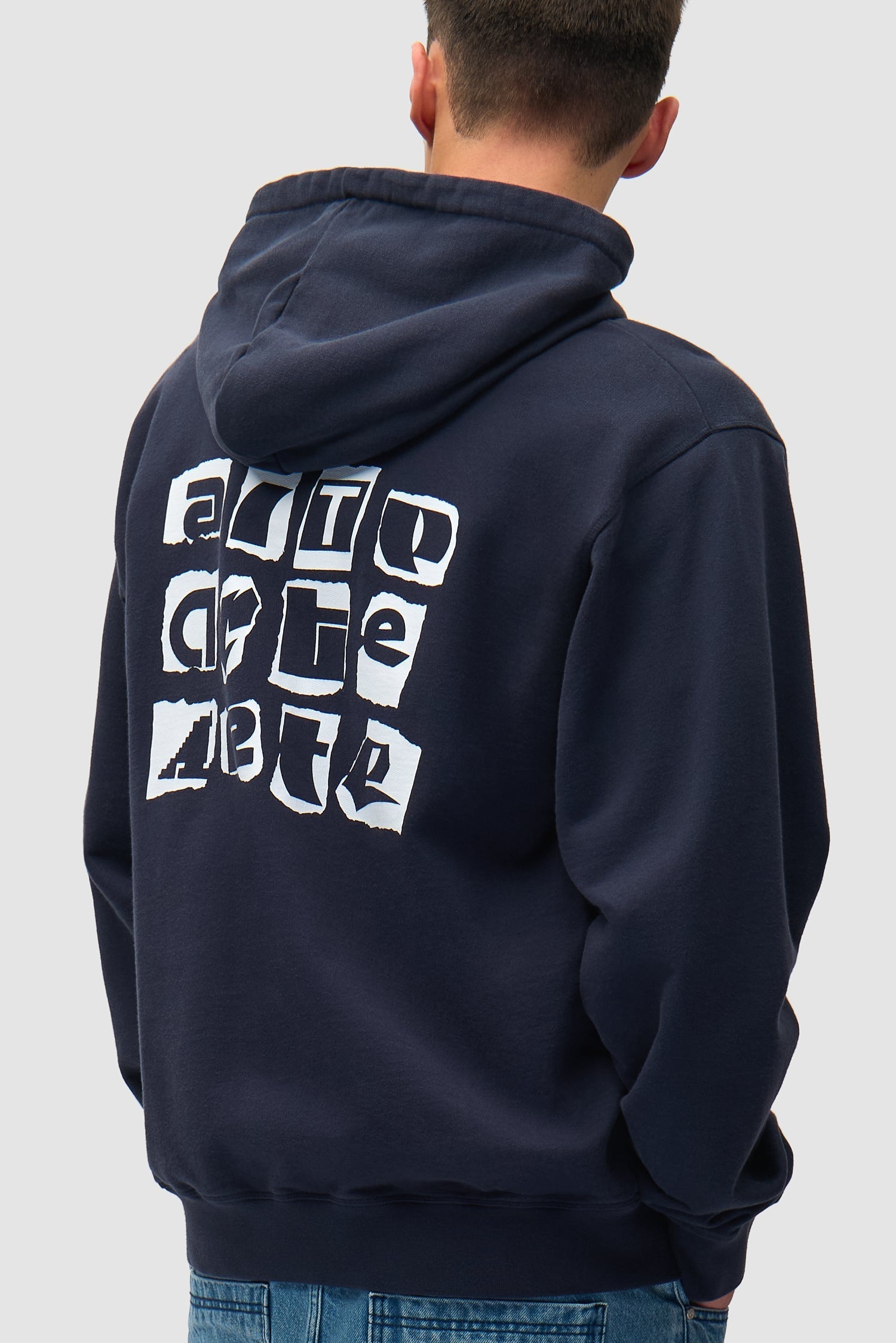 Sweat à capuche avec logo multi-couches dans le dos - Bleu marine