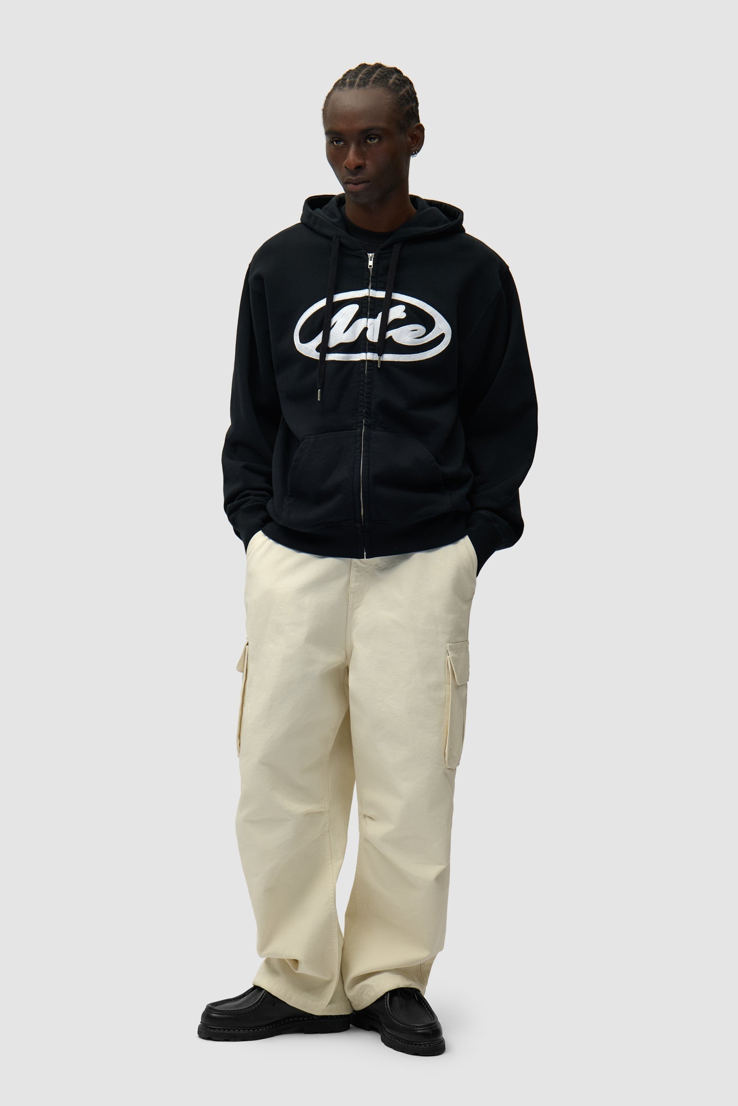 Sweat à capuche zippé avec logo cercle - Noir