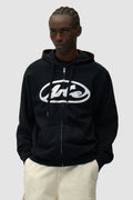 Sweat à capuche zippé avec logo cercle - Noir