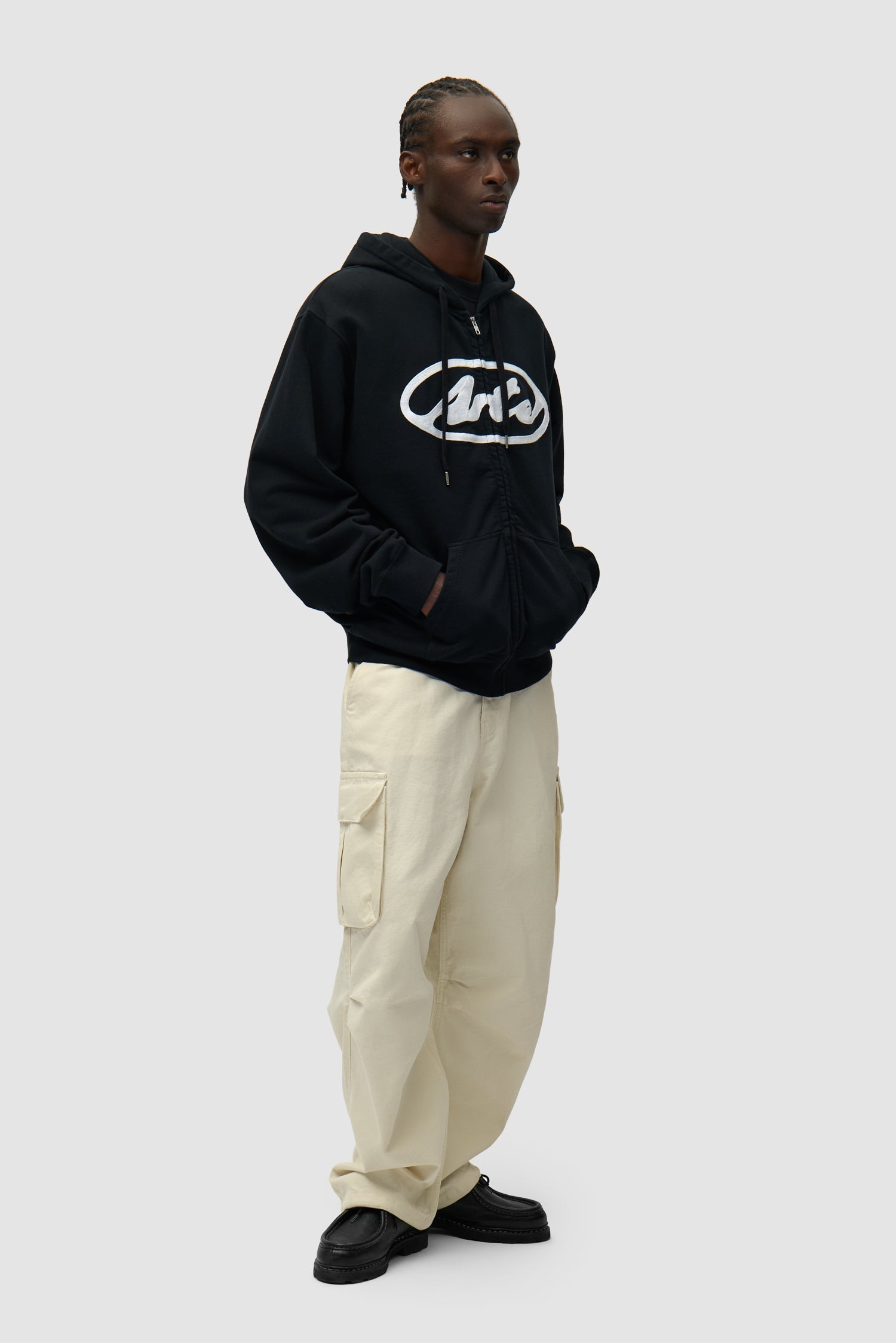 Sweat à capuche zippé avec logo cercle - Noir