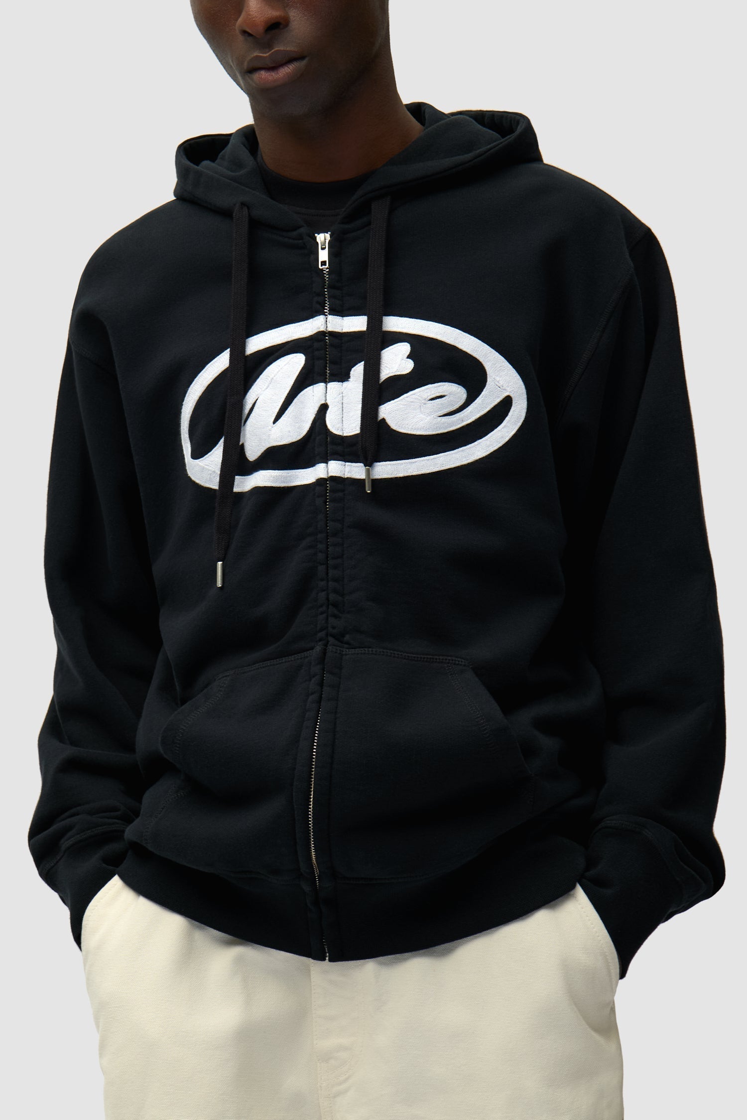 Sweat à capuche zippé avec logo cercle - Noir