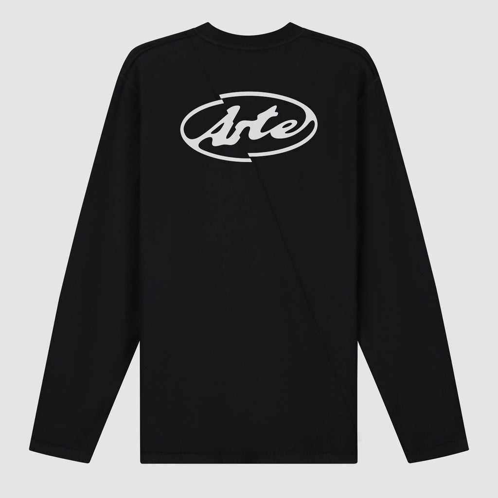 T-shirt à manches longues avec logo cercle dans le dos - Noir