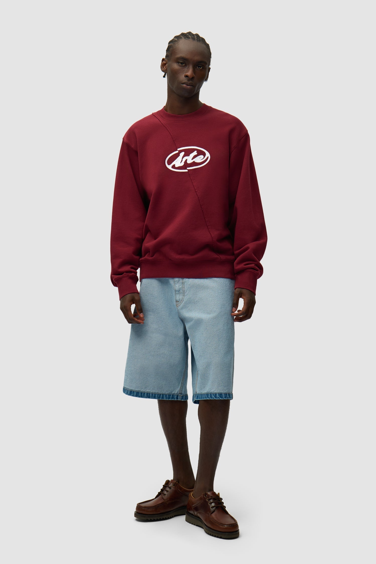 Pull brodé avec logo cercle - Bordeaux