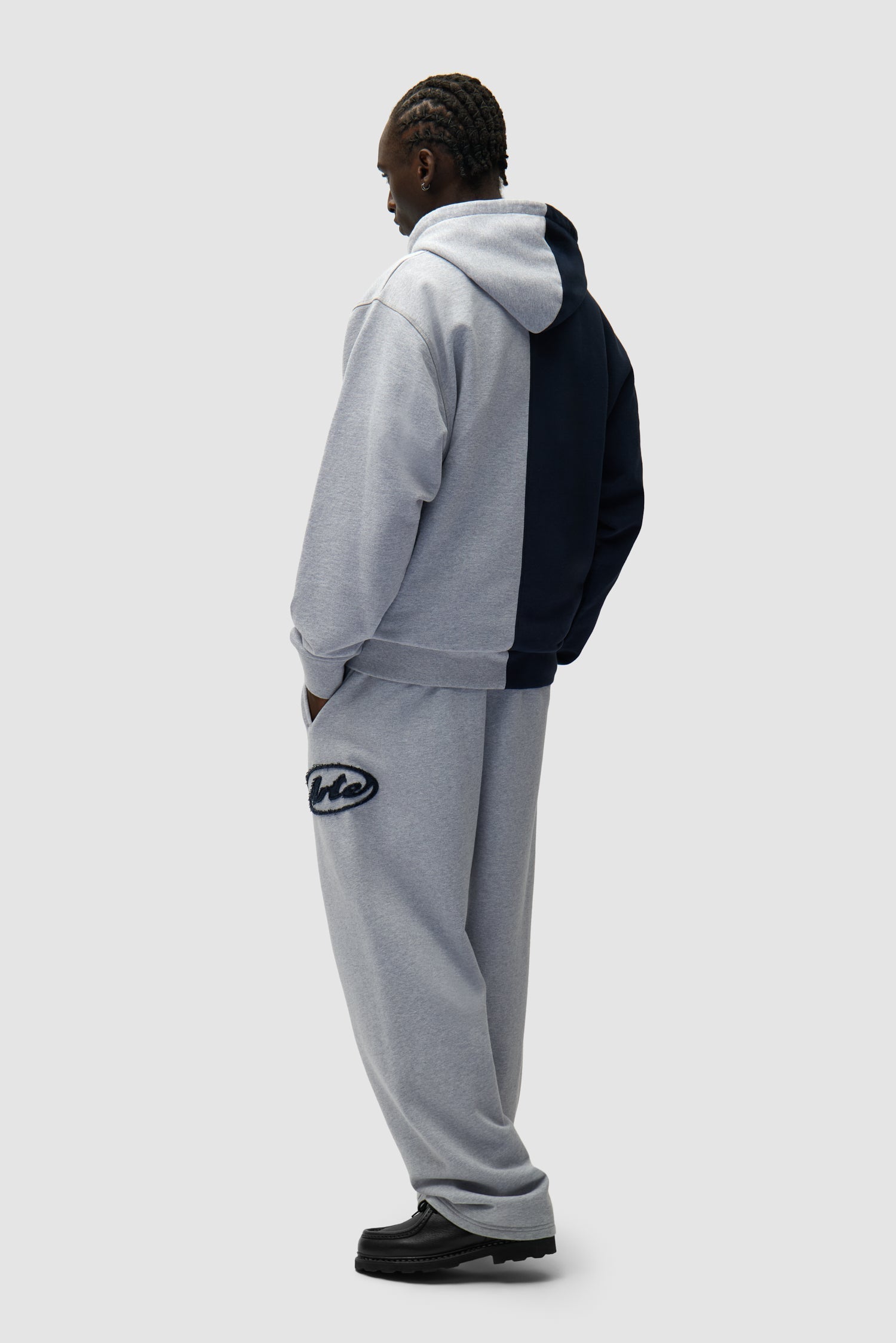Sweat à capuche zippé Split Patch - Gris/Bleu marine