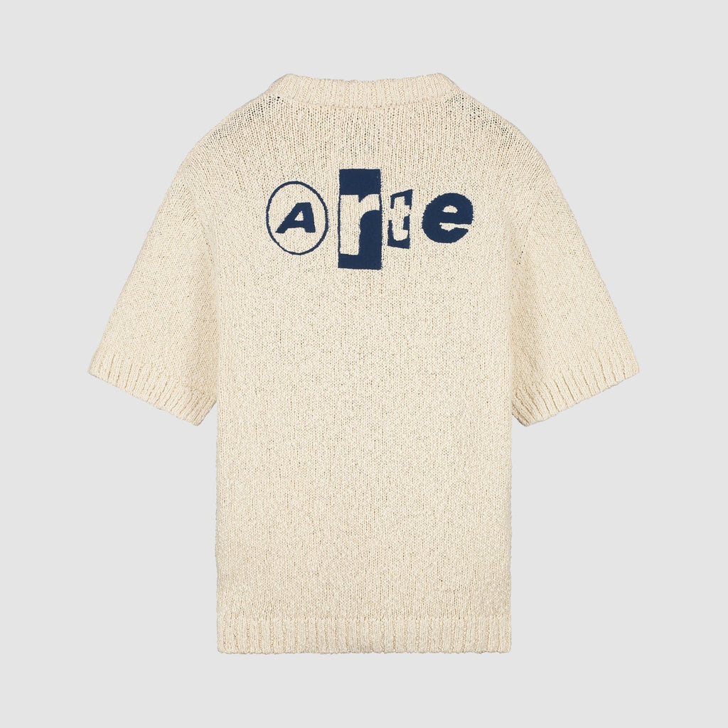 T-shirt en maille avec motif graphique au dos - Crème