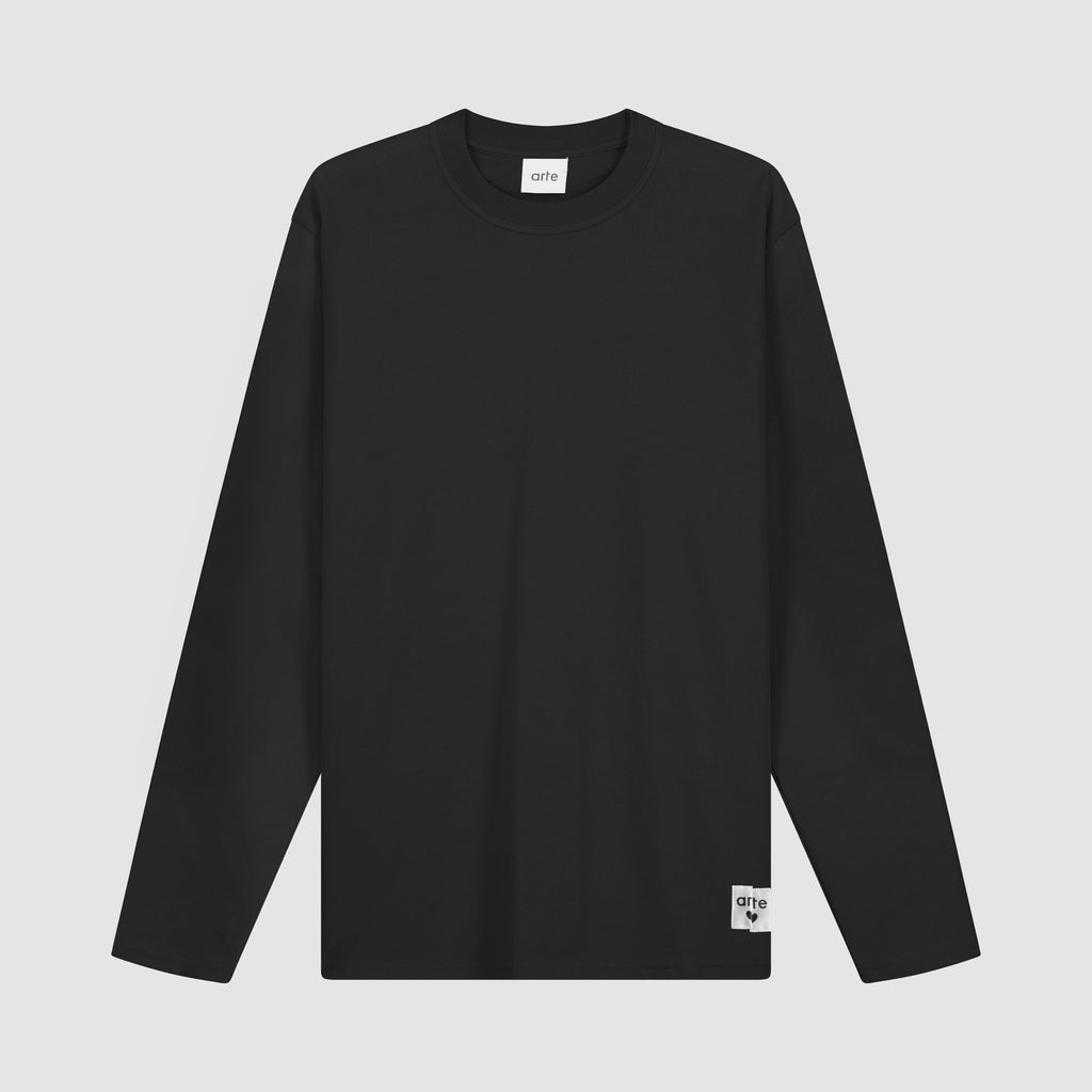 T-shirt à manches longues avec étiquette réversible - Noir