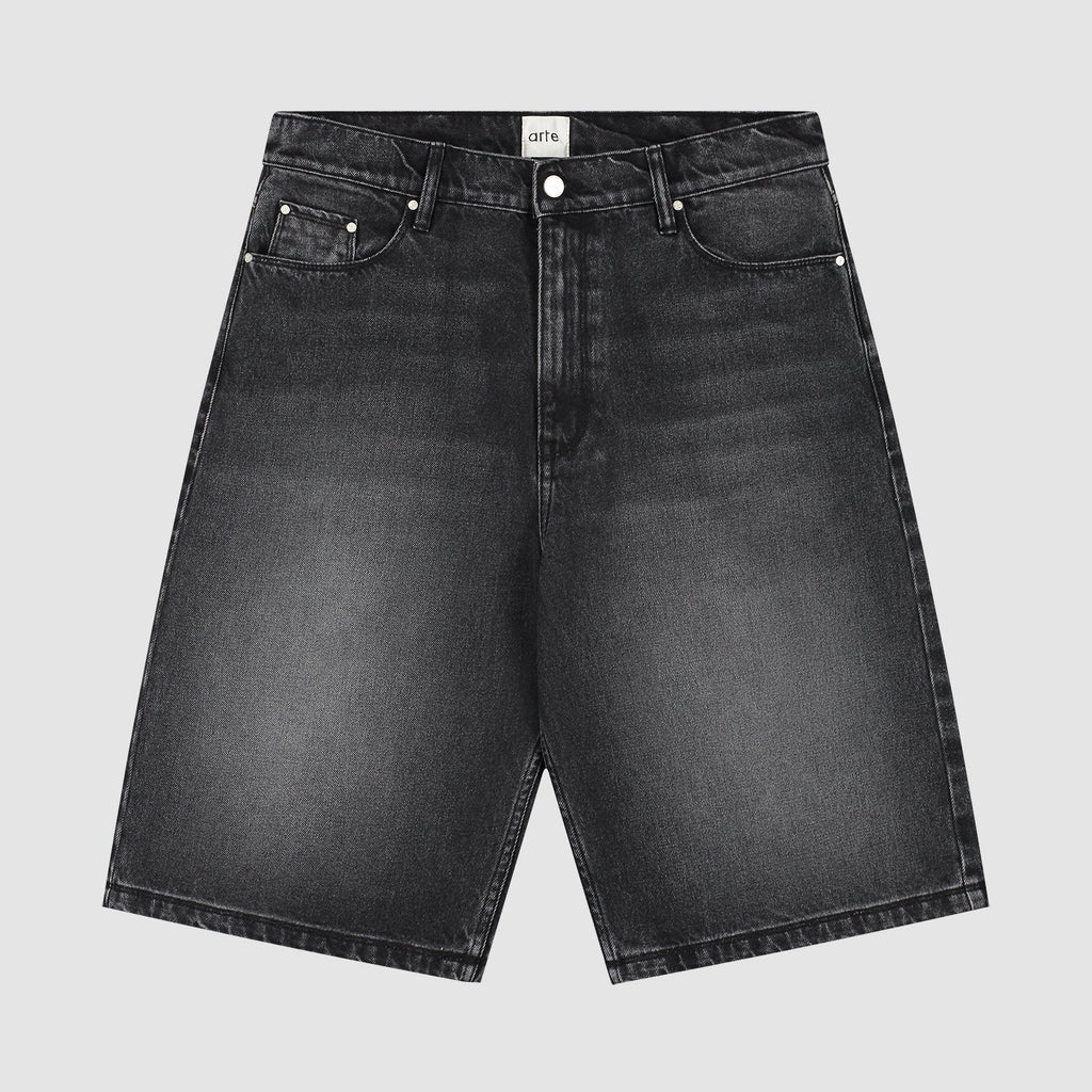 Short en denim à poches rondes - Noir délavé